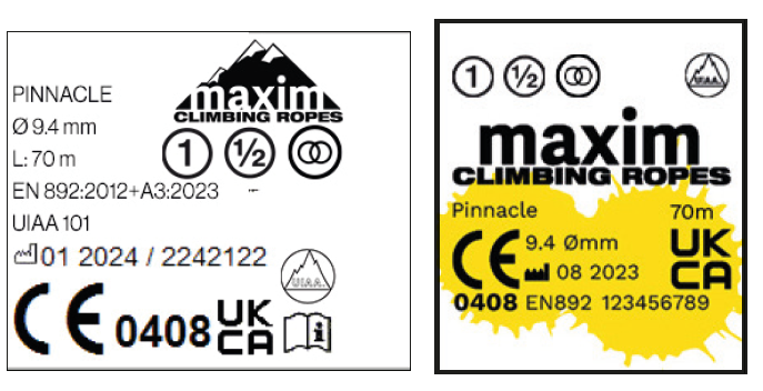 Rope Labels MAXIM Ropes